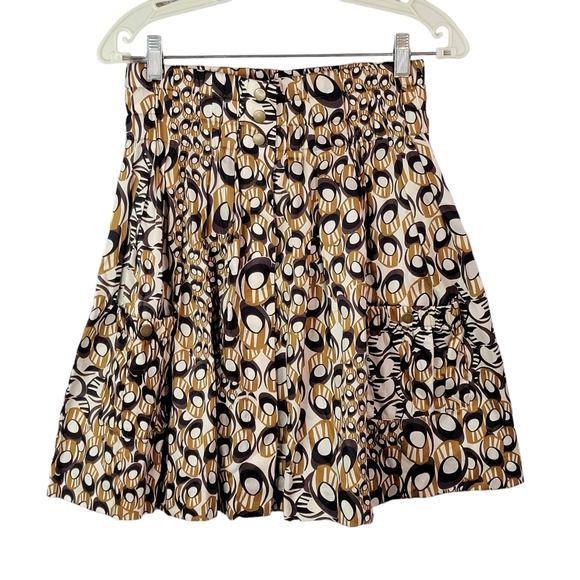 Anthropology Parameter Modern Graphic A Line Mid Length Skirt Snap Pockets NWT - Picture 1 of 14